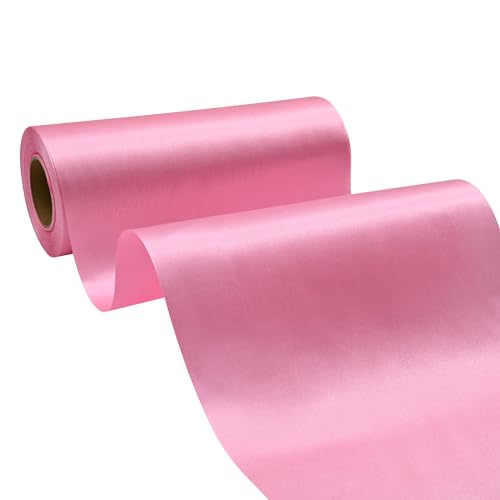 BVIEAKD Breite Pink Satinband 21cm x 22m Solid Fabric Band zum Schneiden Zeremonie Kit Grand Opening Hochzeit Geburtstag Party Dekoration Bögen Stuhl Schärpe von BVIEAKD