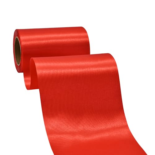 BVIEAKD Breite Red Satinband 10cm x 22m Solid Fabric Band zum Schneiden Zeremonie Kit Grand Opening Hochzeit Geburtstag Party Dekoration Bögen Stuhl Schärpe von BVIEAKD