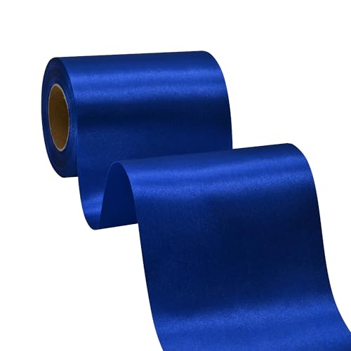 BVIEAKD Breite Royal Blue Satinband 10cm x 22m Solid Fabric Band zum Schneiden Zeremonie Kit Grand Opening Hochzeit Geburtstag Party Dekoration Bögen Stuhl Schärpe von BVIEAKD