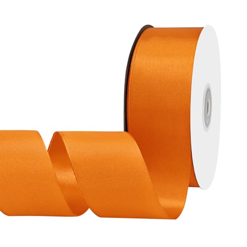 BVIEAKD Orangefarbenes Satinband, 40 mm x 45 m, einfarbig, perfekt für Bastelarbeiten, Hochzeitsdekoration, Schleifen, Kunst, Nähen und mehr von BVIEAKD