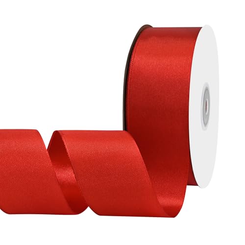 BVIEAKD Rotes Satinband, 40 mm x 45 m, einfarbig, perfekt für Bastelarbeiten, Hochzeitsdekoration, Schleifen, Kunst, Nähen und mehr von BVIEAKD