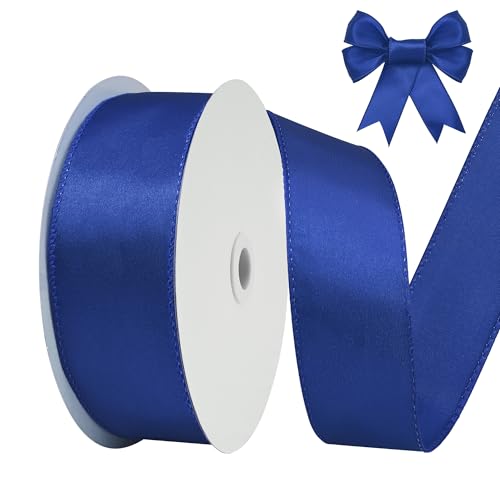 BVIEAKD Satinband mit Draht, königsblau, 38 mm x 22 m, für Geschenkverpackungen, Basteln, Heimdekoration, Kränze, Schleifen von BVIEAKD