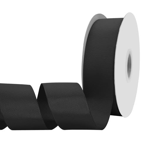 BVIEAKD Schwarzes Ripsband, 40 mm x 45 m, schwarzes Band für Geschenkverpackungen, sehr geeignet für Hochzeiten, Dekoration, Blumenstrauß, Kunst, Handwerk, Nähen, Haarschleife, Einladung von BVIEAKD