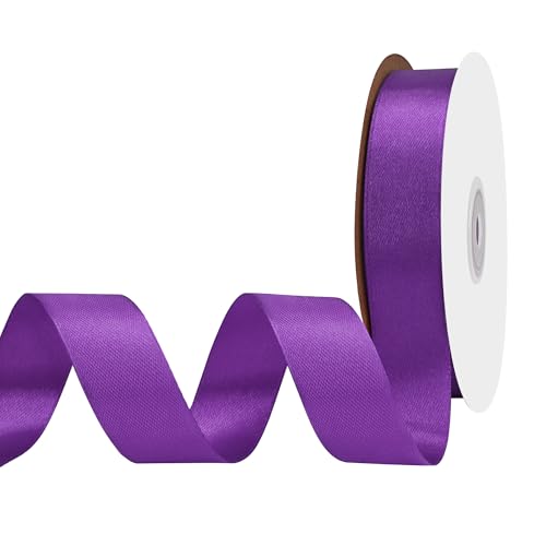 BVIEAKD Violettes Satinband, 23 mm x 45 m, einfarbig, perfekt für Bastelarbeiten, Hochzeitsdekoration, Schleifen, Kunst, Nähen und mehr von BVIEAKD