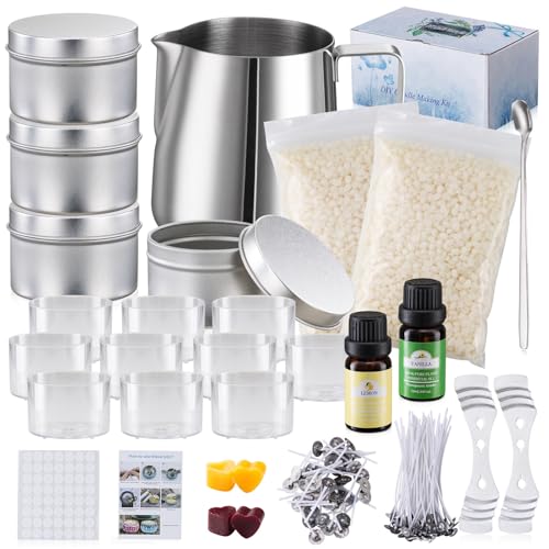 BVOGOS Kerzenherstellungs-Set für Erwachsene: Bienenwachs DIY Candlescience Kits, Kerzenherstellung Zubehör mit Schmelztopf und Wachs, Hobbys für Frauen von BVOGOS