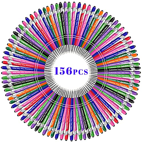 BVlleorueoi Bis Zu 300 Stück Personalisierbarer Kugelschreiber, Personalisierter Metall Stift mit Stylus, Kugelschreiber mit Namen, Logo, Nachricht Gravur Geschenk für Frauen Männer-156 Stück von BVlleorueoi