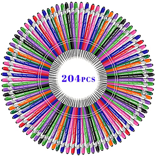 BVlleorueoi Bis Zu 300 Stück Personalisierbarer Kugelschreiber, Personalisierter Metall Stift mit Stylus, Kugelschreiber mit Namen, Logo, Nachricht Gravur Geschenk für Frauen Männer-204 Stück von BVlleorueoi