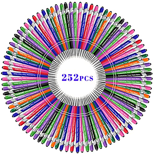 BVlleorueoi Bis Zu 300 Stück Personalisierbarer Kugelschreiber, Personalisierter Metall Stift mit Stylus, Kugelschreiber mit Namen, Logo, Nachricht Gravur Geschenk für Frauen Männer-252 Stück von BVlleorueoi