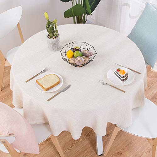 BWCKMTSC Runde Tischdecke aus Baumwollleinen für Hochzeit, Party, Tee, Couchtisch, nordische Heim- und Küchendekoration (hellgrün, 100 cm) von BWCKMTSC