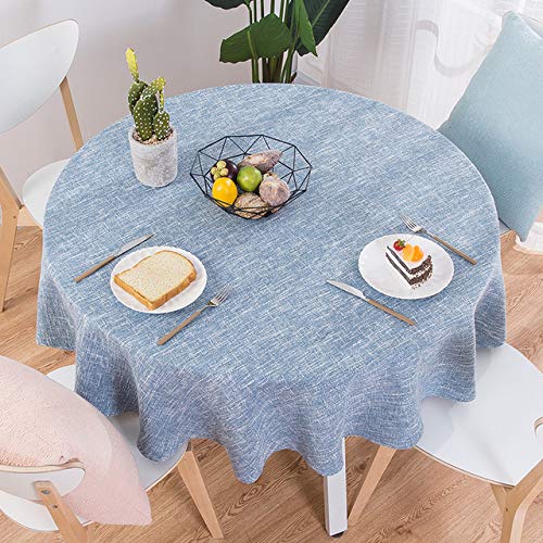 BWCKMTSC Runde Tischdecke aus Baumwollleinen für Hochzeit, Party, Tee, Couchtisch, nordische Heim- und Küchendekoration (hellgrün, 100 cm) von BWCKMTSC