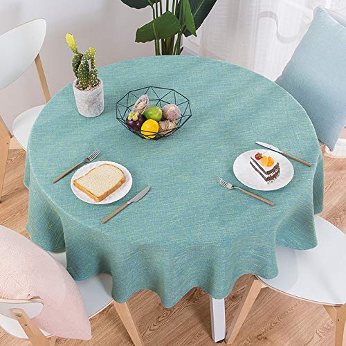 BWCKMTSC Runde Tischdecke aus Baumwollleinen für Hochzeit, Party, Tee, Couchtisch, nordische Heim- und Küchendekoration (hellgrün, 100 cm) von BWCKMTSC