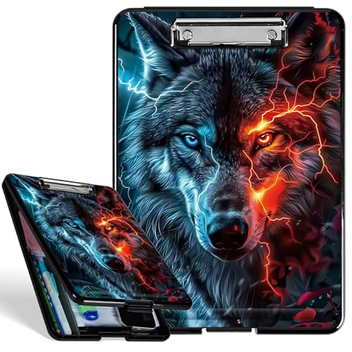 Klemmbrett aus Kunststoff mit starkem Clip, Magic Wolf langlebiges Krankenschwestern-Klemmbrett für A4-Papier, robustes Klemmbrett mit Aufbewahrungs-Schreibfläche für Büro, Schule Klemmbrett aus Kunststoff mit starkem Clip, Magic Wolf langlebiges Krankenschwestern-Klemmbrett für A4-Papier, robustes Klemmbrett mit Aufbewahrungs-Schreibfläche für Büro, Schule von BWEGRHE