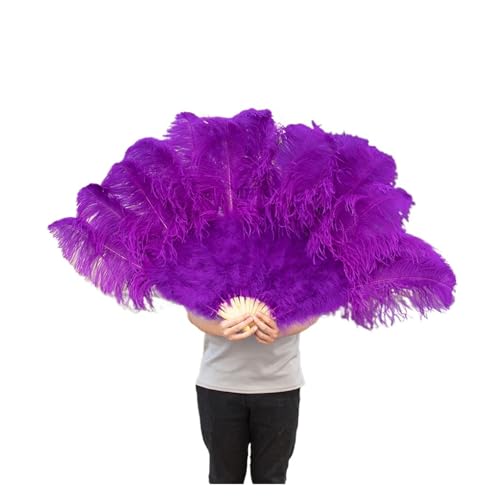 BWKFCMS Feder TanzfäCher 13 Knochen Straußenfedern Fan Karneval Party Hochzeit Feier Bauchtanz Show DIY Dekoration Mint Grün Plumes Fan von BWKFCMS