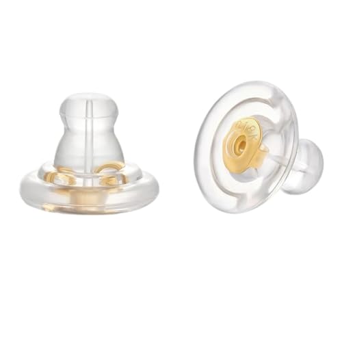 BWOOOWE 24 Stück Ohrstecker Verschluss Transparent Silikon Ohrringe Stecker Ohrstopper Ohrstecker Verschlüsse für Damen(Gold) von BWOOOWE