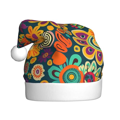 BWWHCCTI Weihnachtsmütze mit Hippie-Muster, bedruckt, für Erwachsene, Herren, Damen, lustig, Plüsch, Weihnachtsmannmütze, Weihnachten, Urlaub, Partyhut BWWHCCTI Weihnachtsmütze mit Hippie-Muster, bedruckt, für Erwachsene, Herren, Damen, lustig, Plüsch, Weihnachtsmannmütze, Weihnachten, Urlaub, Partyhut von BWWHCCTI