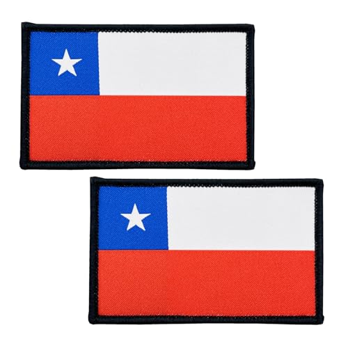 BWXBWX 2 Stück Chile Flags Patch Chile Flag Embroidered Patches Chilenische Flaggen Militär Taktischer Klettverschluss Patch (Made in USA) von BWXBWX