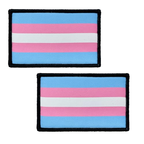 BWXBWX 2 Stück Pride-Flaggen-Aufnäher, Transgender-Regenbogen-Flagge, bestickt, LGBTQ, Gay-Flaggen, Militär-Flaggen, taktischer Klettverschluss (hergestellt in den USA) von BWXBWX