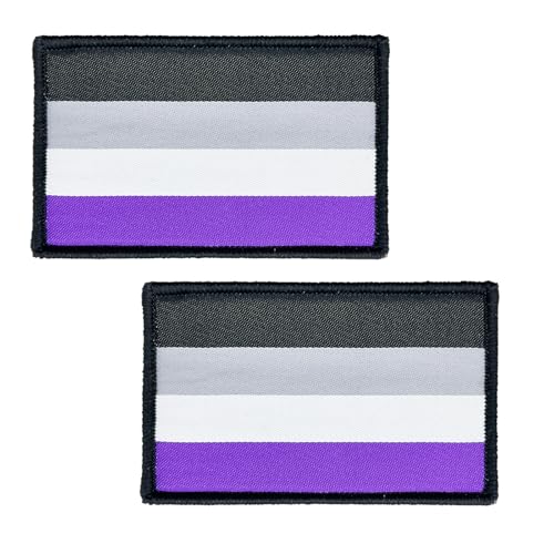 BWXBWX 2 Stück Pride-Flaggen-Patch, asexuelle Regenbogen-Flagge, bestickt, LGBTQ, Gay-Flaggen, Militär-Flaggen, taktischer Klettverschluss (hergestellt in den USA) von BWXBWX