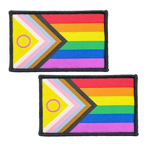 BWXBWX 2 Stück Pride Flags Patch New Inter Progress Flag Embroidered Patches LGBTQ Gay Flags Military Tactical Hook and Loop Fastener Patch (Made in USA) von BWXBWX