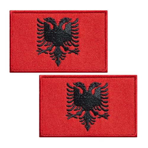 BWXBWX Aufnäher mit Albanien-Flaggen, bestickt, Albanien-Flaggen, Militär-Aufnäher, 2 Stück von BWXBWX