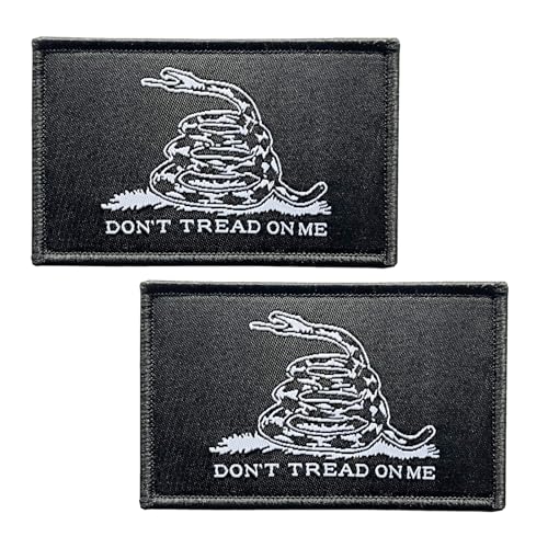 BWXBWX Aufnäher mit Aufschrift "Don't Tread On Me", schwarze Schlangenflagge, bestickt, schwarze Gadsden-Flaggen, Militär-Flaggen, taktischer Klettverschluss, hergestellt in den USA, 2 Stück von BWXBWX