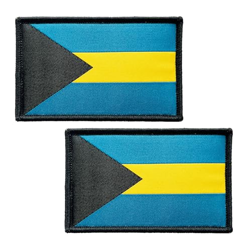 BWXBWX Aufnäher mit Bahamas-Flaggen, bestickt, Bahama-Flaggen, Militär-Flaggen, taktischer Klettverschluss, hergestellt in den USA, 2 Stück von BWXBWX