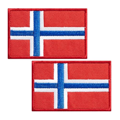 BWXBWX Aufnäher mit Norwegen-Flaggen, bestickt, Norwegische Flaggen, Militär, taktischer Aufnäher (2 Stück) von BWXBWX