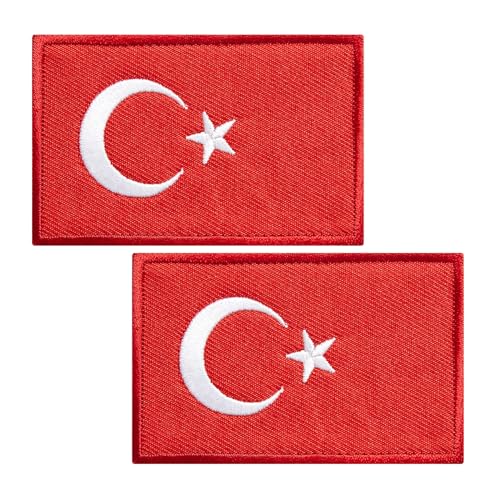 BWXBWX Aufnäher mit Türkei-Flaggen, bestickt, Türkei-Flaggen, Militär-Aufnäher, 2 Stück von BWXBWX