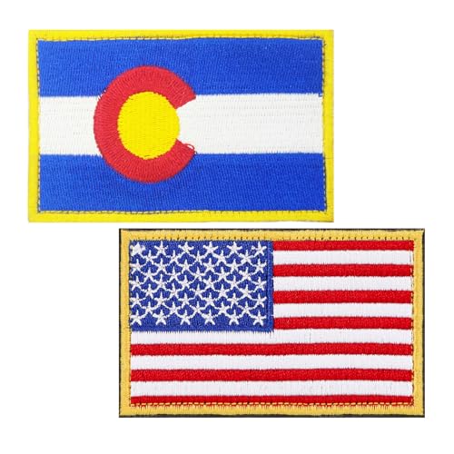 BWXBWX Aufnäher mit USA-Flagge Colorado, bestickt, US-Bundesstaatsflaggen, Militär-Flaggen, 2 Stück (hergestellt in den USA) von BWXBWX