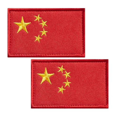 BWXBWX Aufnäher mit chinesischer Flagge, bestickt, chinesische Flaggen, Militär, taktischer Aufnäher (2 Stück) von BWXBWX