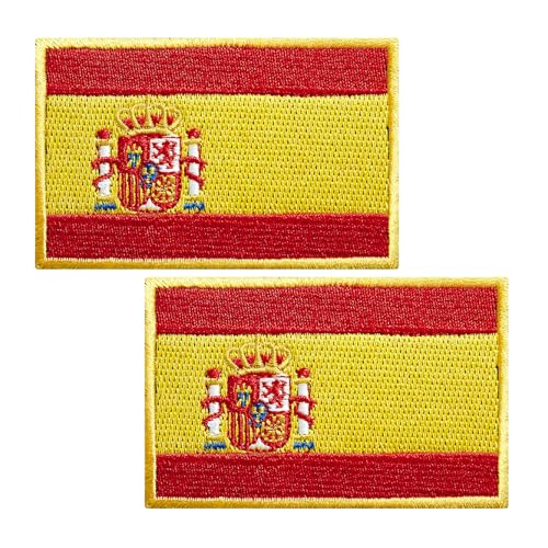 BWXBWX Aufnäher mit spanischen Flaggen, bestickt, Spanien-Flaggen, Militär, taktischer Aufnäher (2 Stück) von BWXBWX