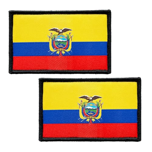 BWXBWX Ecuador-Flaggen, bestickt, Ecuadorianer-Flaggen, Militär-Flaggen, taktischer Klettverschluss, hergestellt in den USA, 2 Stück von BWXBWX