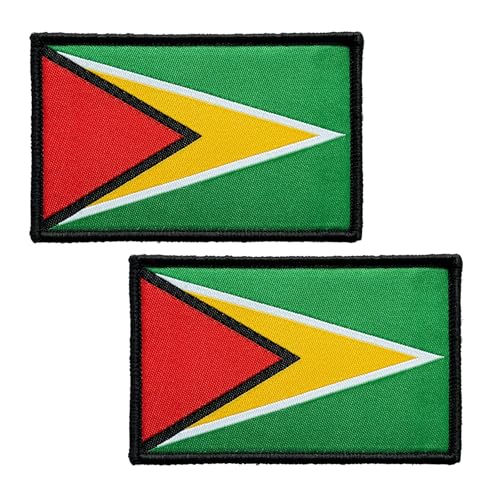 BWXBWX Guyana-Flaggen, bestickt, Guyana-Flagge, Militär-Flaggen, taktischer Klettverschluss, hergestellt in den USA, 2 Stück von BWXBWX