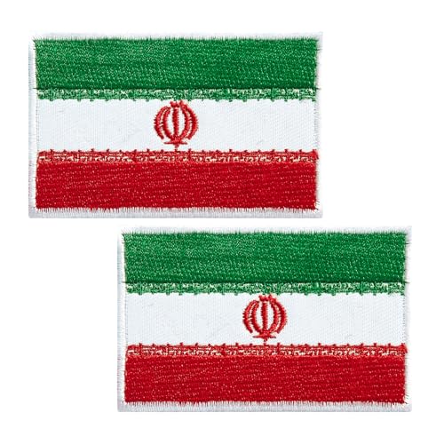 BWXBWX Iran-Flaggen-Aufnäher, iranische Flagge, bestickt, Iran-Flaggen, Militär, taktischer Aufnäher (2 Stück) von BWXBWX