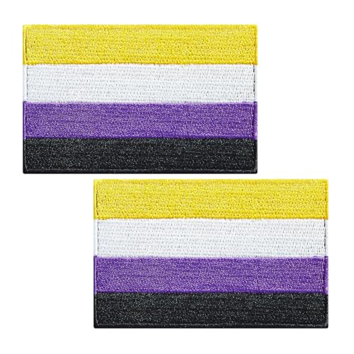 BWXBWX Nonbinary Non-Binary Flags Patch Pride Rainbow Flag Embroidered Patches LGBTQ Gay Flags Military Tactical Patch 2Pack (Made in USA) von BWXBWX