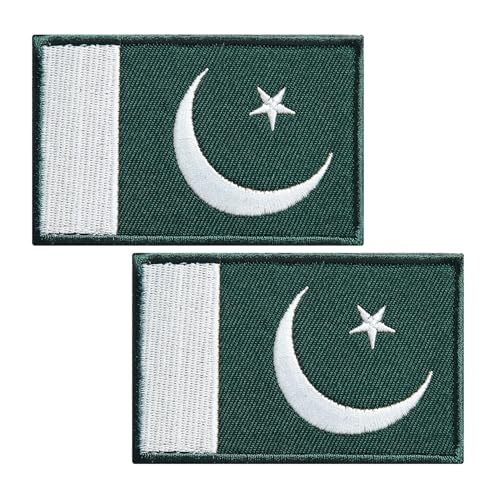 BWXBWX Pakistan-Flaggen, Pakistanische Flagge, bestickt, Pakistan-Flaggen, Militär, taktischer Aufnäher (2 Stück) von BWXBWX