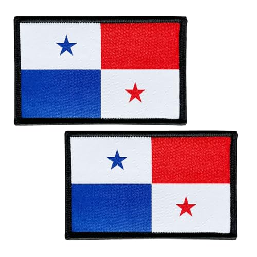 BWXBWX Panama-Flaggen, bestickt, Panama-Flagge, Panama-Flaggen, Militär, taktischer Klettverschluss, hergestellt in den USA, 2 Stück von BWXBWX