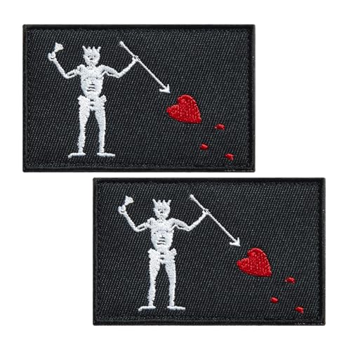 BWXBWX Pirate Edward Teach Flags Patch Blackbeard Flag Embroidered Patches Pirate Edward Teach Flags Military Tactical Patch 2Pack (Made in USA) von BWXBWX