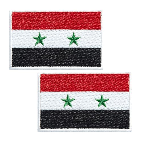 BWXBWX Syrien-Flaggen-Aufnäher, syrische Flagge, bestickt, syrische Flaggen, Militär, taktischer Aufnäher (2 Stück) von BWXBWX