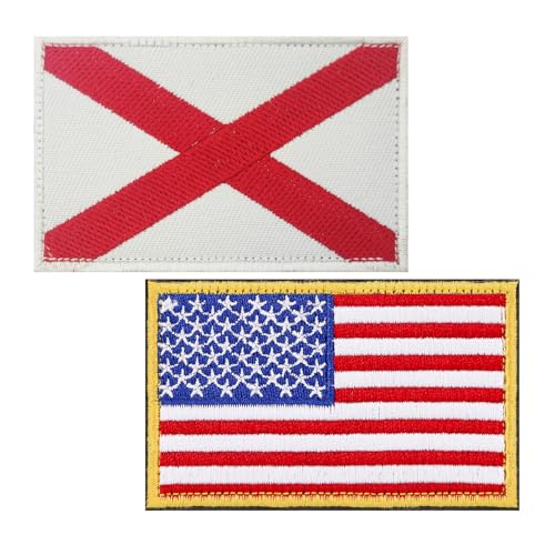 BWXBWX USA Alabama Flags Patch American Alabama State Flag Embroidered Patches US States Flags Military Tactical Patch 2Pack (Made in USA) von BWXBWX