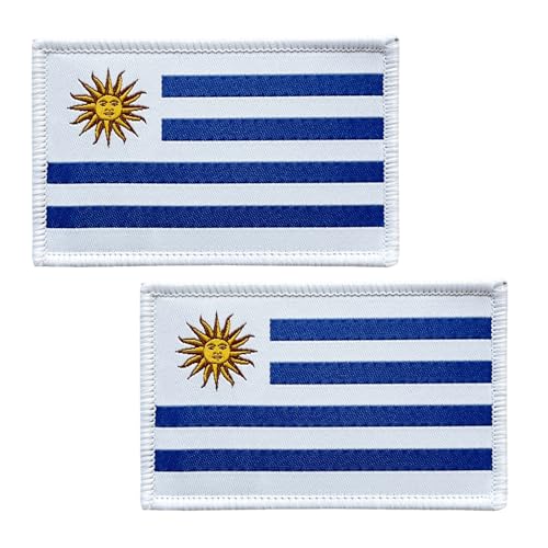 BWXBWX Uruguay-Flaggen, bestickt, Uruguay-Flaggen, Militär-Flaggen, taktischer Klettverschluss, hergestellt in den USA, 2 Stück von BWXBWX