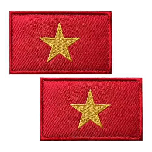 BWXBWX Vietnam-Flaggen-Aufnäher, Vietnamesische Flagge, bestickt, Vietnam-Flaggen, Militär, taktischer Aufnäher (2 Stück) von BWXBWX