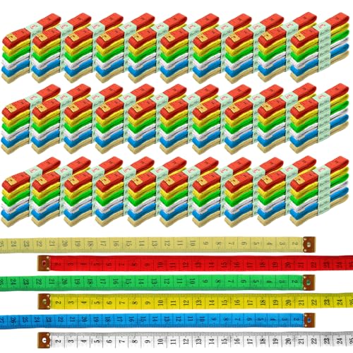 120 Stück Maßband, Körpermaßband, Stoffmaßband, Maßband für Körpermaße, 152,4 cm, Blau, Gelb, Hellgelb, Weiß, Grün, Rosa von BXDOW