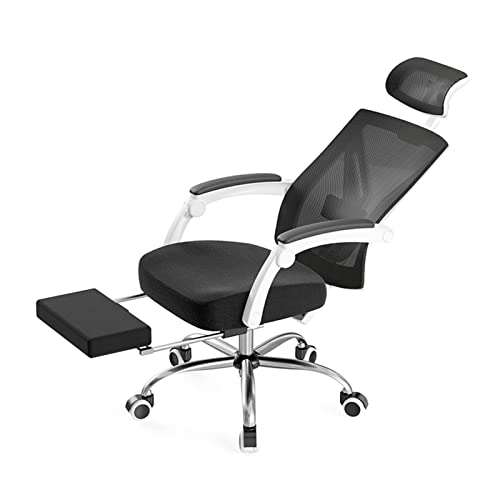 Ergonomischer Bürostuhl mit hoher Rückenlehne, Computerstuhl mit Netzstoff, Rollen und Drehfunktion, mit verstellbarer Kopfstütze und ausziehbarer Fußstütze, höhenverstellbarer Gaming-Stuhl für Schlaf von BXLYUJTY