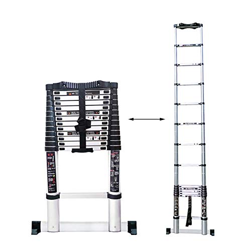 Haushaltsleiter für den Außenbereich, rutschfeste einziehbare Leiter mit Stabilisierungsstange, robuste Teleskop-Verlängerungsleiter aus Aluminium für den Notfalleinsatz, 330 Pfund Last, 6,2 m/20,3 von BXSUKEYOU