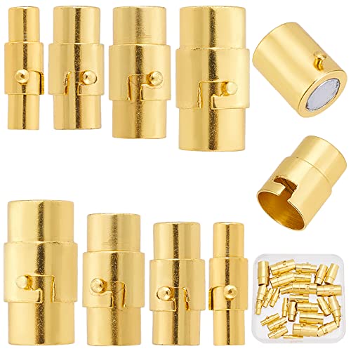 1 Box 32 Sets 4 Größen Endkappen Schmuck Magnetverschlüsse Lederschnur Endkappe Magnetverschlüsse für Schmuckherstellung 3 mm 4,8 mm 6 mm 8 mm goldene Armband-Halskettenverlängerungen DIY Handwerk von BXVXWKJXKR