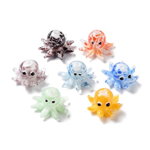 10 Stück handgefertigte Bumpy Lampwork Glasperlen Ozean Meer Tier Perlen Octopus Perlen Abstandshalter für Armband DIY Schmuckherstellung von BXVXWKJXKR