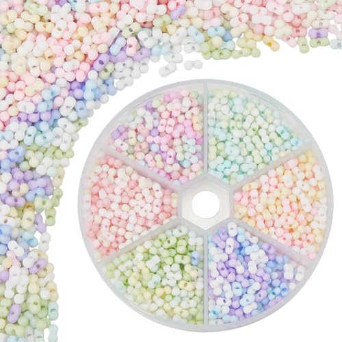 900pcs 6 Farben Glas Rocailles Erdnussform Rocailles Set für Schmuckherstellung Sortierte Glasperlen Spacer Perlen Candy Farbe Perlen Frühling Sommer Farbe Perlen 3x6x3mm, Loch:1.2mm von BXVXWKJXKR