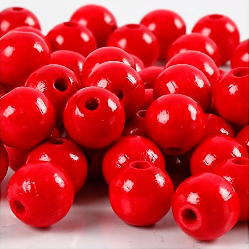 Farbige Holzperlen, D 12 mm, Lochgröße 3 mm, rot, 22 g, ca. 40 Stück Sonstiges von BXVXWKJXKR