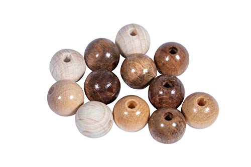 Holzperlen-Mix, 100 %, 12 mm ø, Buchenholz, Türkis, 12 mm ø, natürliche Farbtöne, 12 mm ø von BXVXWKJXKR